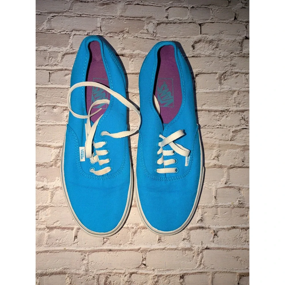 Vans Authentic Bright Blue Canvas Low Top Skate Sneakers Mens 8 Women 9.5